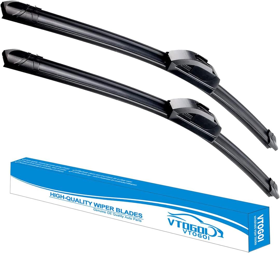 VTOGOI OEM Quality 13''+13'' Windshield Wiper Blades,Premium All-Seasons J-Hook Replacement Wiper Blades (2 Pack)