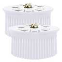 Moosfor Spandex Fitted 48 inch Round Tablecloth 2 Pack, Elastic Stretch Wrinkle Resistant 4FT Table Skirt, Washable Reusable Table Cover for Wedding, Banquet, Party Events, White