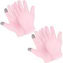 2 Pairs Moisturizing Gloves Overnight, Touch Screen Gloves White Cotton Gloves for Dry Hands Eczema, Hand Spa Treatment Gloves for Repair Rough Cracked Dry Chapped Hands Skin, Inspection Gloves(Pink)