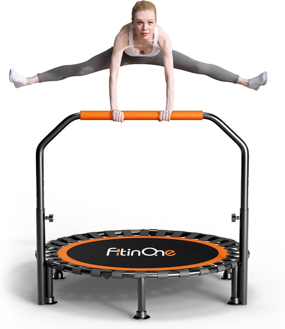 40" Foldable Mini Trampoline Load 330lbs, Portable Exercise Rebounder with Durable Bungee Band, Fitness Trampoline for Adults and Kids