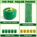 JOYIN 119 Pcs St. Patricks Party Supplies Set, 18 Bead Necklaces, 100 Plastic Coins and 1 Cauldron, St Patricks Day Party Favor Supply (Green Cauldron, Bead Necklace, Green and Gold Coins)