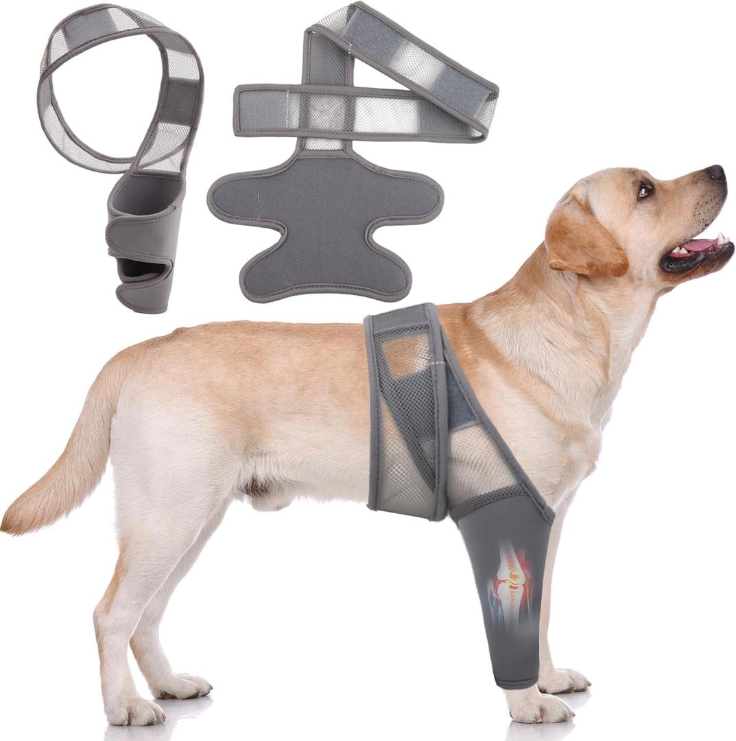 Dog Knee Brace, Breathable Dog Leg Sleeve to Stop Licking, Adjustable Elbow Pads for Dogs Front Back Leg, Dog Elbow Protector for Post-Surgery Recovery Elbow Injuries, Small, Grey