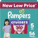 Pampers Diapers - Cruisers 360 - Size 5, 56 Count, Babyproof up to 100% Leakproof Pull-On Diaper