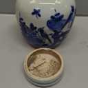 Blue and White 4.5in Porcelain Flower and Bird Small Oriental Jar with Lid