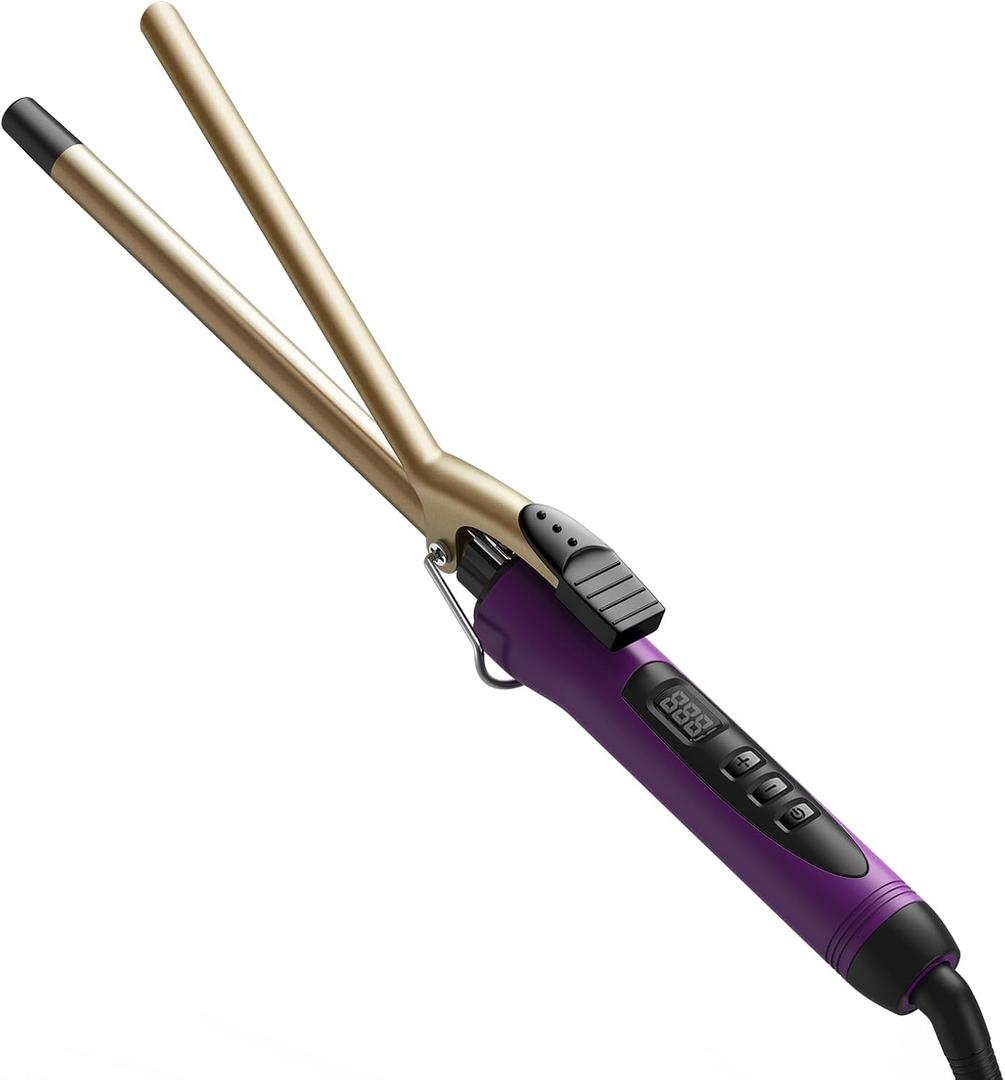 1/2 Inch Small Curling Iron Wand for Short & Long Hair, Half Inch Curling Wand Ceramic Small Barrel Curling Iron Tiny Curling Wand with Adjustable Temperature, Includes Heat Resistant Glove