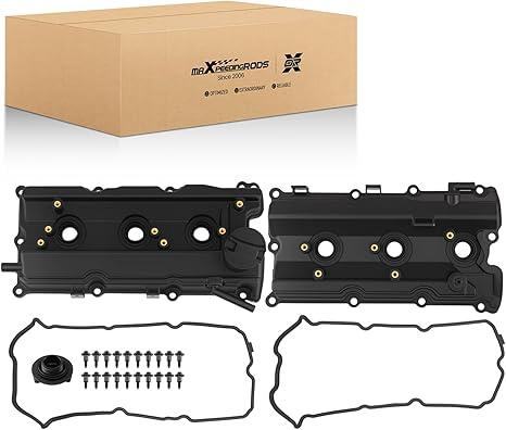 Upgrade Aluminum Engine Valve Cover Set w/Gaskets Compatible with 2003-2008 Nissan 350Z Infiniti G35 FX35 M35 VQ35DE 3.5L V6 Replaces Parts 13264-AM600 13264-AM610 (Silver)