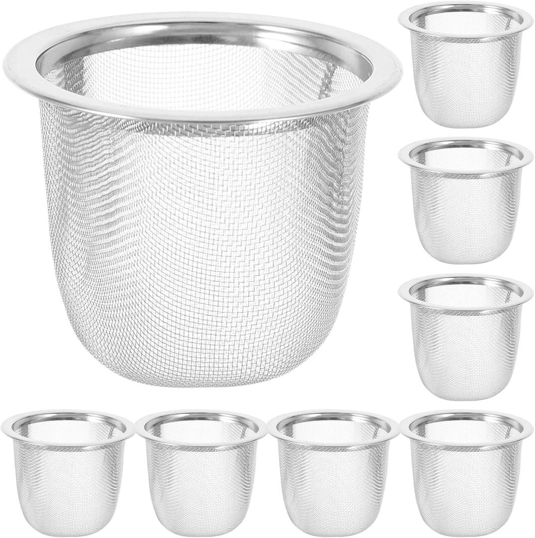 8 Pcs Stainless Steel Tea Filter Infuser with Extra Fine Mesh for Loose Leaf Tea Brewing at Home - Diameter 2.28 in X Height 1.96 in