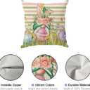 Happy Easter Gnomes Bunny Ears Eggs Easter Pillow Covers Throw Pillow Cases Set of 4 Decorations for Farmhouse Home Sofa Couch Cushion Cover Party Holiday Decor 18x18 Inch