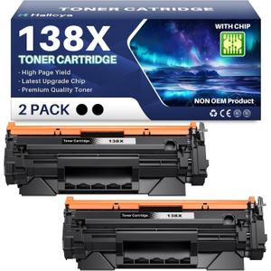 138X Black Toner Cartridge (with CHIP) Replacement Compatible for HP 138X 138A W1380A W1380X High-Yield Toner Work with LaserJet Pro 3001dw 3001fdw MFP 3101fdw Printer ( 2-Black )