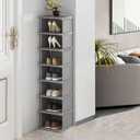 AFOORD Narrow Shoe Rack 8 Tiers, Tall Skinny Shoe Organizer, Small Space and Vertical Shoe Rack, Suitable for Entryway, Hallway, Closet, Corner, Bedroom and Garage Shoe Shelf (Grey)