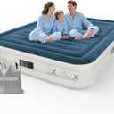 King Air Mattress with Built in Pump,Inflatable Mattress 2 Mins Self-Inflation/Deflation,Thicker Blow up Mattress Leak-Proof,Flocked Top Air Bed with Storage Bag for Home, Camping & Guests