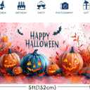 Pink Halloween Decor Happy Halloween Kids Banner, 4x6 ft Night Party Decorations, Spooky Indoor Ghost Banner (Blue Pumpkin)