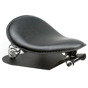 YHMOTO Motorcycle Solo Seat with Spring Base Black Leather Motorcycle Seat For Harley Yamaha Kawasaki Suzuki Sportster Bobber Chopper (12.2‘’)