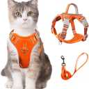 Cat Harness and Leash Set for Walking Escape Proof for Small Large cat Kitten Harness with ID tag Pocket (Orange,XS)