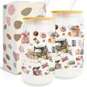 Pfkfo Sewing Gift for Women Friends - 16 Oz Can Glass with Lid and Straw, Quilting Gifts for Quilters 1 pcs