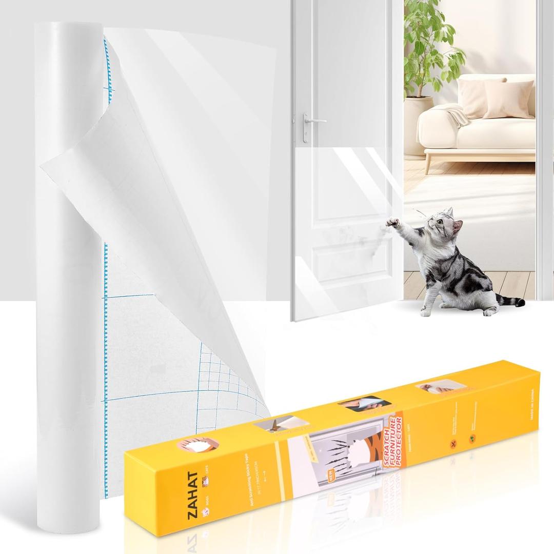 Anti Cat Scratch Furniture Protector, Extra Large Size 157x17.5 Inch Transparent PVC Couch Protector from Cat Claws, Heavy Duty, Easy to Apply Protect Sofa Corners, Doors, Walls