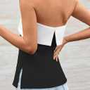 Imily Bela Womens Strapless Tube Tops 2025 Trendy Sexy Backless Going Out Bandeau Top Side Split Summer Color Block Outfits (Black, S)