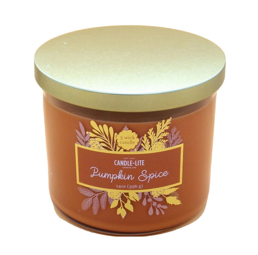 Candle-Lite Scented Candles, Pumpkin Spice, 14 oz Three-Wick Aromatherapy Jar Candle, Perfect for Gifting and Celebration
