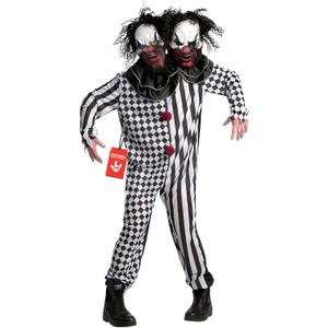 Morph Scary Clown Costume for Adults, Killer Clown Costume Men and Women, Halloween Scary Outfit, Creepy Horror Suit, 2 heads (Large)