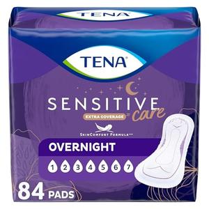 TENA Sensitive Care Incontinence Pads, Bladder Control, Postpartum for Women, Overnight Absorbency, Extra Coverage, 10 pieces 
per Pack