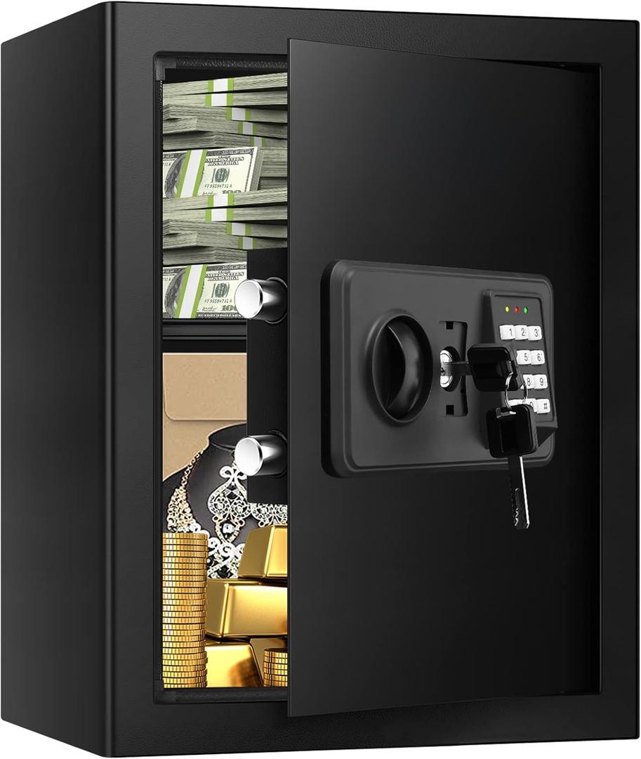 3.0 Cub Large Home Safes Fireproof Wterproof, Anti-theft Fireproof Safe with Programmable Keypad, Spare Keys and Alarm Systerm, Digital Home Security Safe Box for Document Money Medicines (2.6 Cubic Feet)