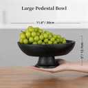 2 x Hanobe Decorative Wood Bowl for Centerpiece: Wooden Black Pedestal Bowl Decor for Entry Way Table - Large Coffee Table Decor Dough Bowl for Fruit,Keys