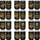 60th Birthday Decorations for Men Women, 60th Birthday Party Supplies, 60th Birthday Neoprene Can Cooler Sleeves Pack of 12, Black Gold Sixty Year Old Birthday Party Favors