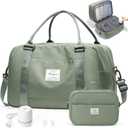 Vacuum Travel Bag for Women with Air Pump, Personal Item Carry on Bags with Seal Compression Pocket for Airlines, Weekender Overnight Bag for Women with Toiletry BagGreen