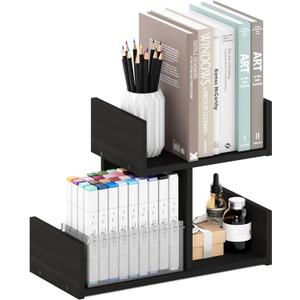Furinno HERMITE Desk File Folder Organizers, 3-Shelf Desktop Office Organization Racks, Desk Top Display Book Shelf, for Paper, Office Supplies, Magazine, Espresso
