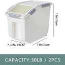 30Lbs 2 Pack Food Storage Container with Scoop, Airtight Rice Storage Bins Flour Containers Pet Food Dispenser with Handle & Wheels, Plastic Kitchen Pantry Organization for Cereal Baking Supplies