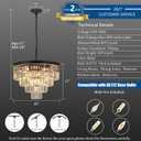 Crystal Chandeliers for Dining Room Lights Fixture Over Table, 15 Lights Black Modern Chandeliers for Living Room, 4-Tier Round Crystal Lighting Fixtures for Bedroom Entryway Kitchen Island D24 Inch