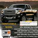 APSVE Chrome Amber Headlight Assembly w/Bulbs For 2014 2015 2016 2017 2018 GMC Sierra 1500, 15-19 GMC Sierra 2500HD 3500 HD Head Lights Headlamp Replacement L+R