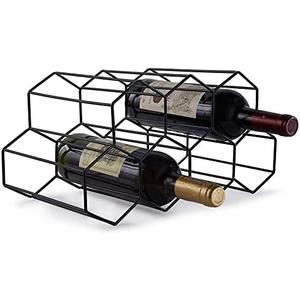 Fomanish 7 Bottle Holder - Freestanding Wine Rack, Modern Metal Tabletop Holder for Kitchen & Wine Cellar (Black)