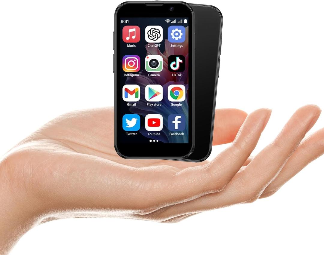 Mini Phone 3.0" HD Touch Screen Mini Smartphone World's Smallest Unlocked Android Compact Mobile Phone for Kids & Students Cell Phone wih GPS Dual SIM Face ID 2GB+16GB Black