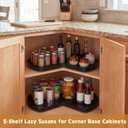 Leinuosen 2 Pcs 24in/28in/32in Banded Pine Wood Full Kidney Shaped Lazy Susan for Corner Base Cabinets with Iron Swivel Bearing for Kitchen Turntables, Not Include Metal Rod (32 Inch,Black)