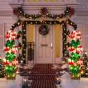 Skylety Christmas Peppermint Candy Outdoor Decorations 44 Inch Xmas Yard Signs Stake Decors with LED String Lights for Lawn Pathway Walkway Party (2 Sets)
