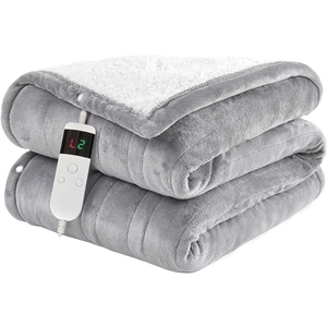 Pengzhu Technology Blanket Heated Throw, Soft Flannel Heating Blanket with 8 Hours Auto Off 10 Fast Heating Levels Machine Washable Sherpa Heated Blanket with Overheating Protection 50x60inch