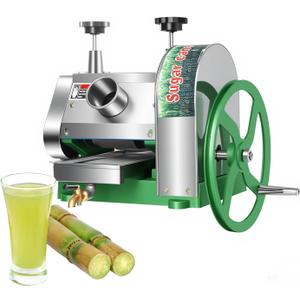 Manual Sugar Cane Press Juicer, Heavy-Duty Triple Stainless Steel Roller Design, Motor-Ready Interface, 2.5" Wide Inlet, High-Yield Hand Crank Cane Extractor for Home & Small Commercial Use