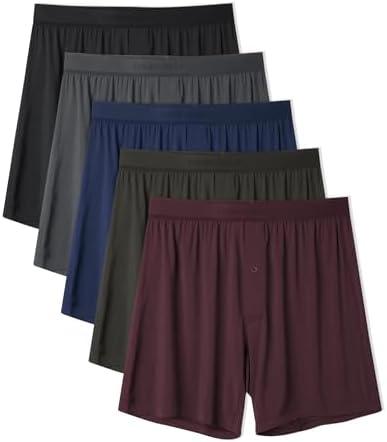 DAVID ARCHY Ultra Soft Modal Underwear Mens Boxer Shorts Loose Breathable Boxers for Men Pack, Size Large