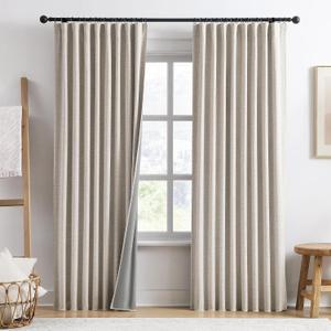 Linen Beige Blackout Door Curtains for Doorway 2 Panels Set ,50x80 2 Pack