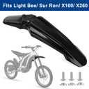 Motorcycle Front Mudguard for Light Bee Dirt Bike, High-Impact ABS Splash Guard Protector Fits for Light Bee X/S, Segway X260 X160, E-Ride Pro SS, Tuttio, Motocross Parts Attachments Board, Black
