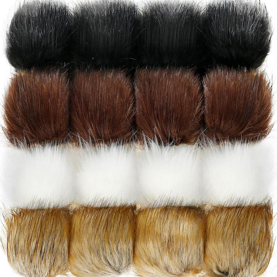Tatuo 16 Pcs Faux Fur Pom Poms for Hat 4 Inches Large Fluffy Pom Balls for Craft Knitting Beanie Shoe Scarf Bag Pompom Valentine Keychain Charm Winter DIY Accessory (Black,White,Natural,Coffee)