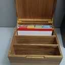 Neando 5x8 Index Card Organizer with Lid Extra Large Acacia Wood Storage Box with 4 Compartments, 20 Blank Tabs, Holds 600 Cards File Box for Recipes, Projects, School Notes & Office Organization