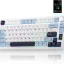 AULA S75 PRO Wireless Mechanical Keyboard with Screen&Knob, 75% Hot Swappable Gaming Keyboard with Pre-lubed Switches, RGB Backlit, PBT Keycaps Creamy Sounding Pc Gaming Keyboards (White&Blue)