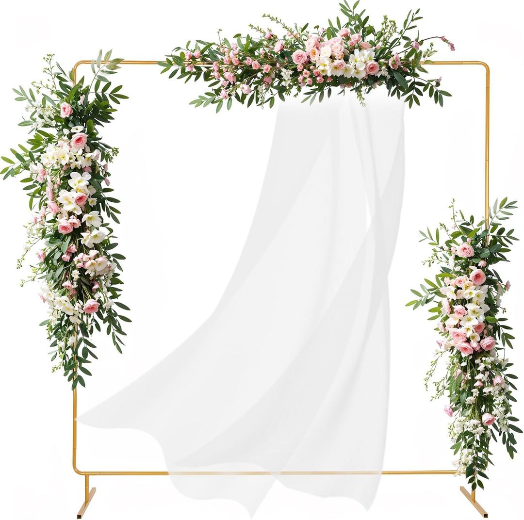 Liacere Wedding Arch Backdrop Stand, 6.6x6.6 FT Gold Wedding Arches for Ceremony Square Metal Balloon Arch Stand Garden Arbor Frame for Wedding Birthday Party Photo Booth Background Decoration (6.6*6.6ft)