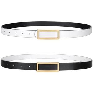 SANSTHS Skinny Reversible Belts for Women, Two-in-one Women Thin Belt for Dresses Jeans Pants with Gold Buckle
