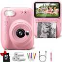 Instant Print Camera for Kids, 3.0" HD 32MP Kids Camera 1080P with 3 Rolls of Printer Paper, Birthday Gifts Toy for 3-12 Year Old Girls Boys with 32GB SD Card-Pink