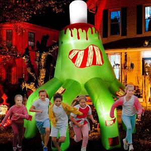YOUBET 10ft Halloween Inflatables with Broken Hands, Halloween Inflatables for Outdoor Yard Decorations, Giant Scary Green Hand with Built-in LEDs for Yard Decor