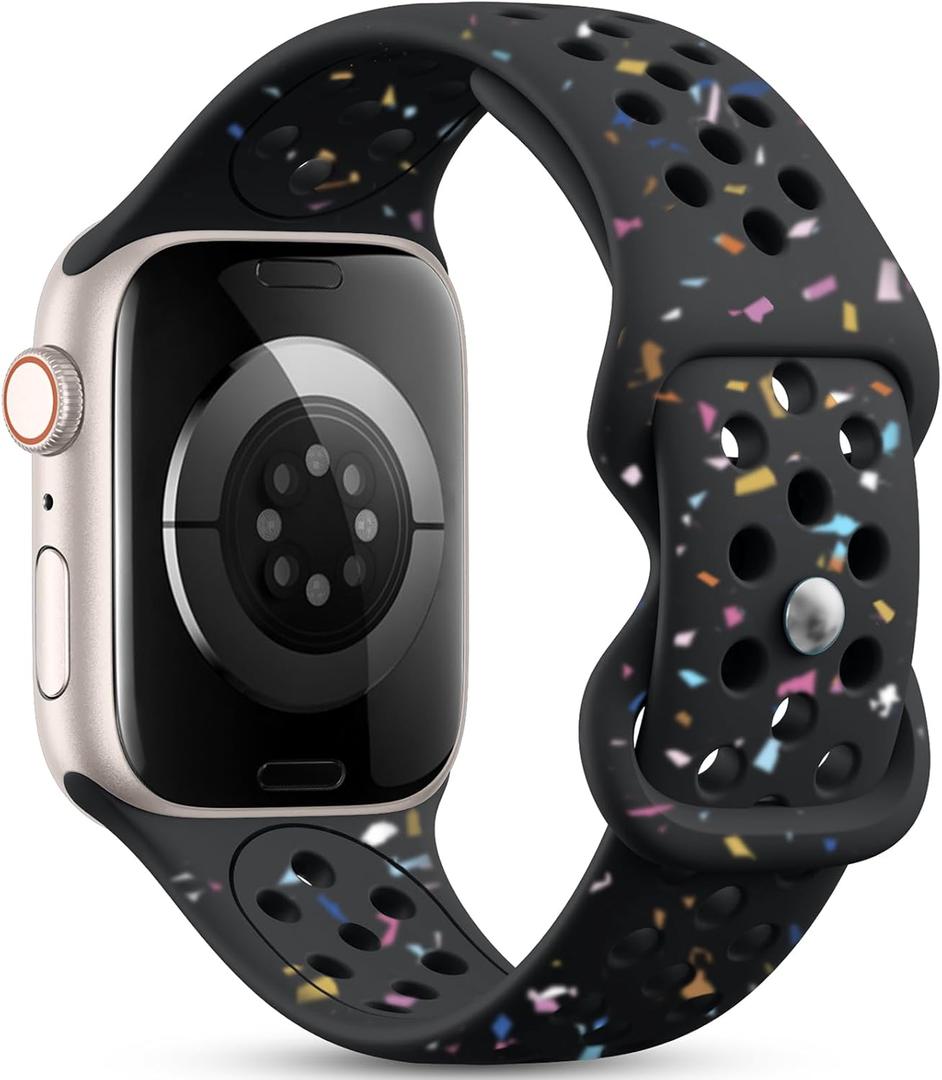 GEAK Nature Friendly Strap Compatible with Apple Watch Bands for Women Men 40mm 38mm 44mm 42mm 41mm 45mm 46mm 49mm, Breathable Sport Replacement for iWatch Bands Series 11 10 9 8 7 6 5 4 3 SE Ultra 2 (Black)