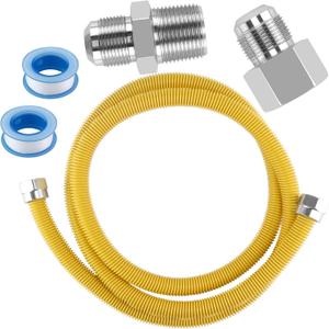 72" Flexible Gas Line Hose,Appliance Gas Line with Connector 1 2" MIP 1/2"FIP Fitting OD(1/2" ID) Gas Range Connector Kit for Stove,Gas Stove,Dryer,Water Heater By MIFLUS